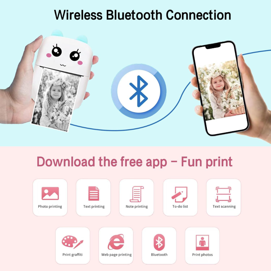 Mini impresora +3 Rollos Adhesivos GRATIS